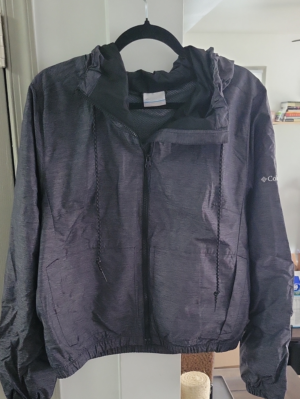 Columbia Dark Charcoal Hooded Windbreaker Jacket